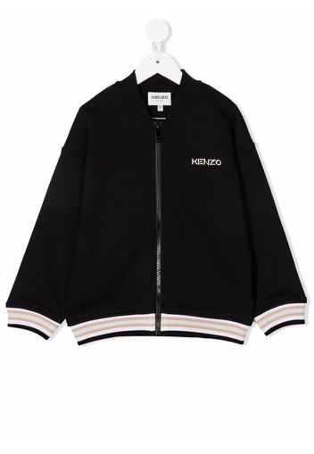 Kenzo Kids logo embroidered bomber jacket - Nero