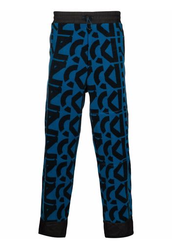 Kenzo monogram-print fleece track pants - Blu
