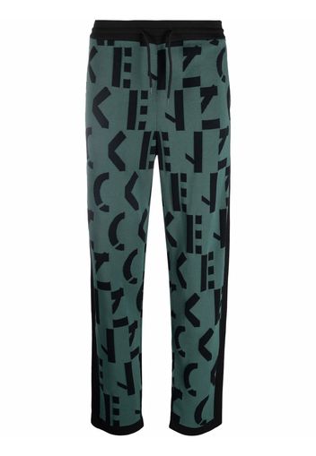 Kenzo logo-knit straight-leg joggers - Verde