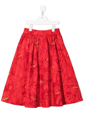 Kenzo Kids tiger-print midi skirt - Rosso