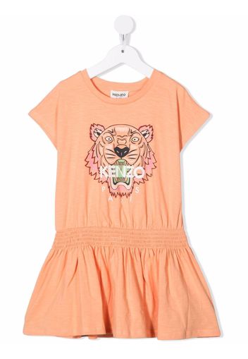 Kenzo Kids Tiger Head-motif organic-cotton dress - Arancione