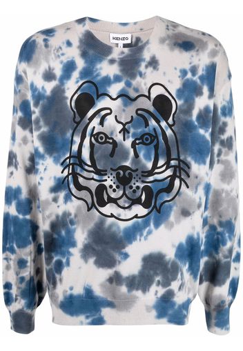 Kenzo Tiger Head-print crew neck sweatshirt - Grigio