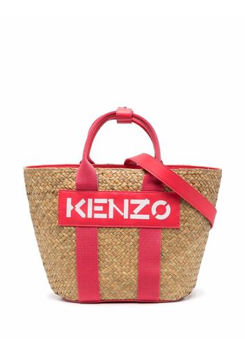 Kenzo logo-patch raffia tote bag - Rosa