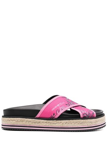 Kenzo bandana-print platform sandals - Rosa