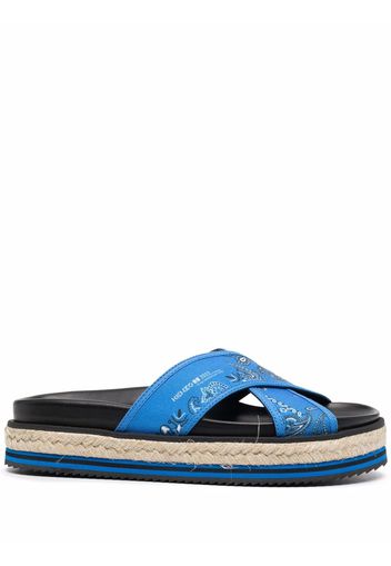 Kenzo bandana-print platform sandals - Blu