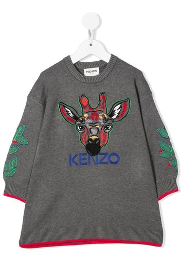 Kenzo Kids logo embroidered jumper dress - Grigio