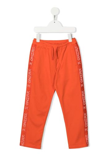 Kenzo Kids Pantaloni sportivi Sergé con banda logo - Arancione