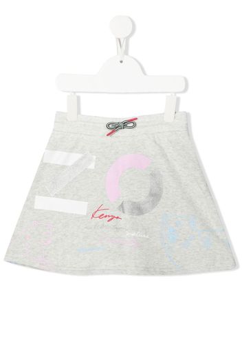 Kenzo Kids logo-print A-line skirt - Grigio