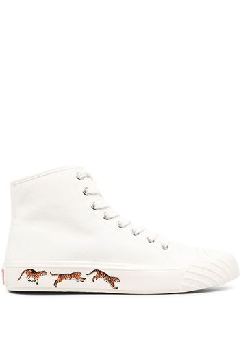 Kenzo tiger-print lace-up sneakers - Bianco