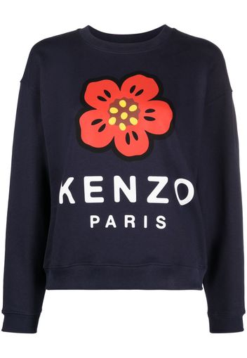 Kenzo logo-print crew neck sweatshirt - Blu