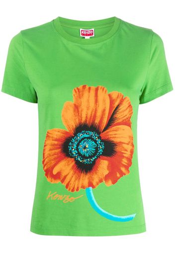 Kenzo Poppy-print cotton T-shirt - Verde