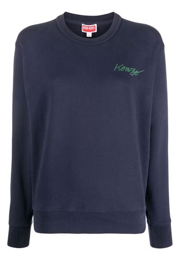 Kenzo Poppy-print cotton sweatshirt - Blu