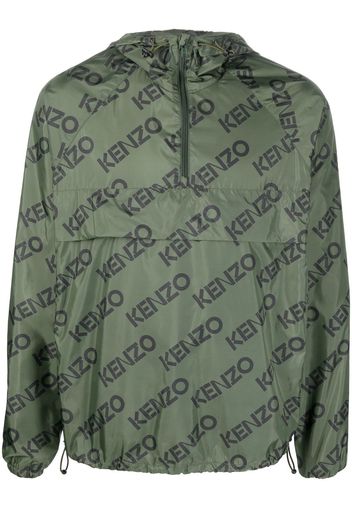 Kenzo logo-print hooded jacket - Verde