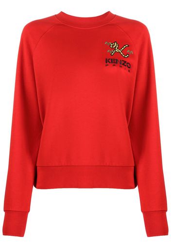 Kenzo logo-embroidered cotton jumper - Rosso