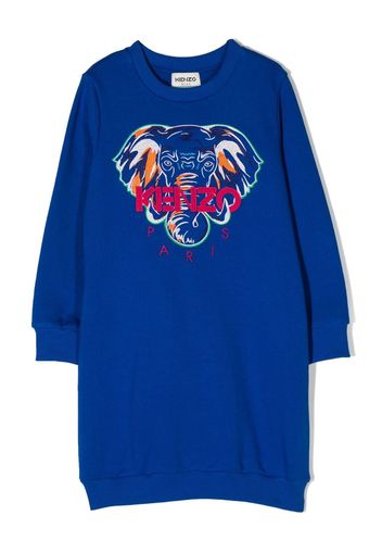 Kenzo Kids Abito modello felpa con ricamo - Blu