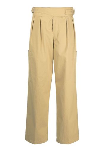 Kenzo logo-patch straight-leg trousers - Toni neutri