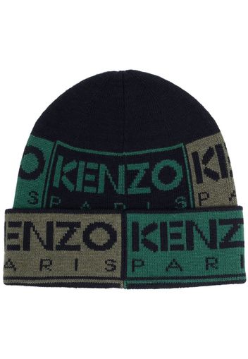 Kenzo intarsia-knit wool-cotton beanie - Blu