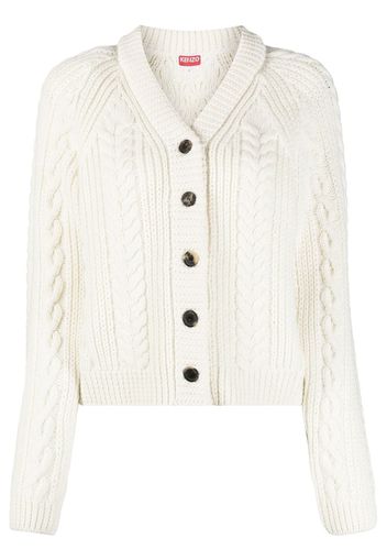 Kenzo cable-knit v-neck cardigan - Bianco