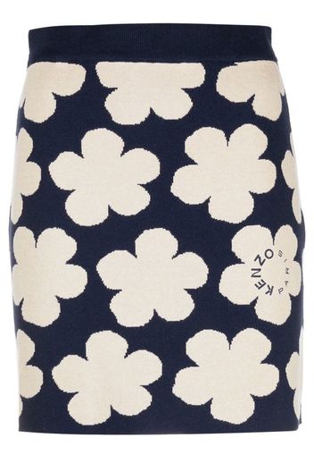 Kenzo floral intarsia-knit skirt - Blu