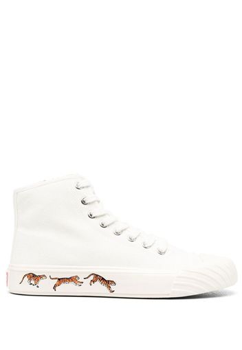 Kenzo tiger-print lace-up sneakers - Bianco