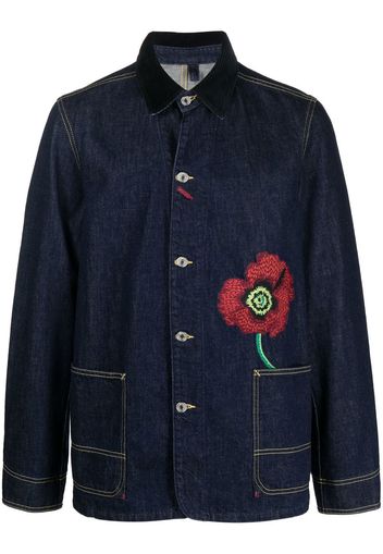 Kenzo embroidered-flower detail denim jacket - Blu