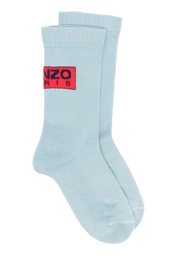 Kenzo logo-patch rib-knit socks - Blu