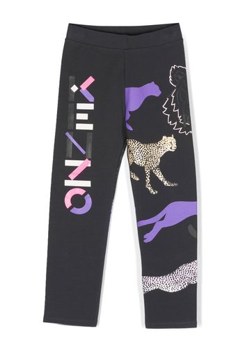 Kenzo Kids animal-logo-print leggings - Grigio