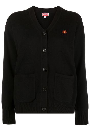 Kenzo logo-print V-neck cardigan - Nero