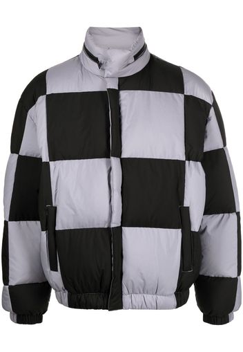 Kenzo check print padded jacket - Grigio