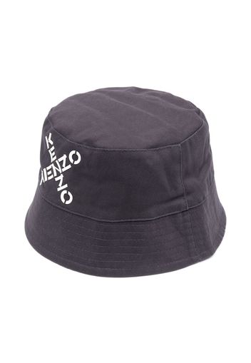 Kenzo Kids logo-print bucket hat - Grigio