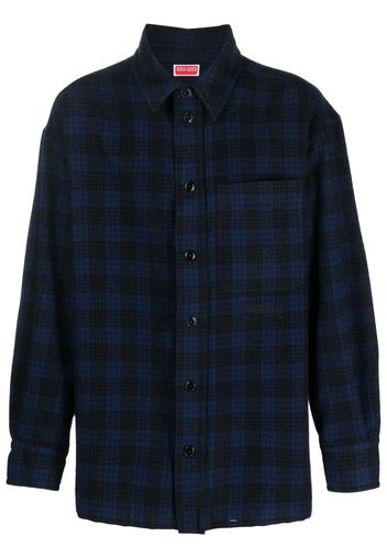 Kenzo check-pattern button-up shirt - Blu