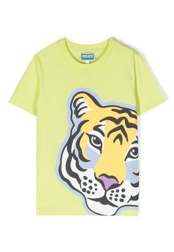 Kenzo Kids tiger-print short-sleeve T-shirt - Verde