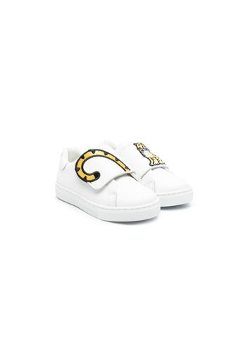 Kenzo Kids embroidered-Tiger touch-strap sneakers - Bianco