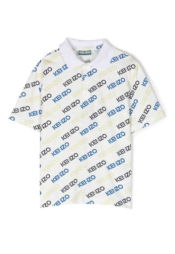 Kenzo Kids all-over logo-print polo shirt - Bianco