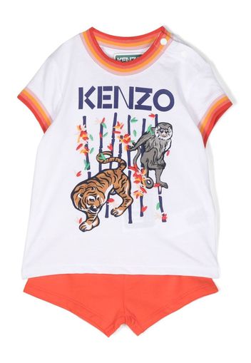 Kenzo Kids animal-print T-shirt and shorts - Rosso