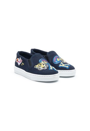 Kenzo Kids logo-print slip-on sneakers - Blu