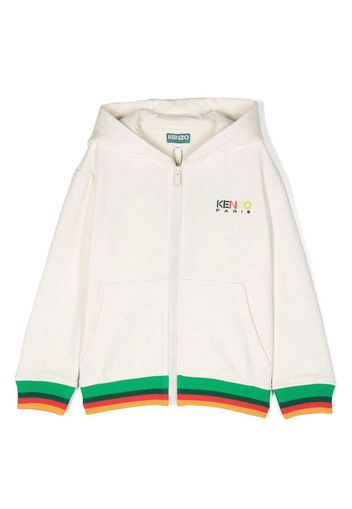 Kenzo Kids cotton logo-embroidered hoodie - Toni neutri