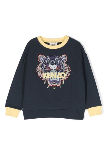 Kenzo Kids Tiger-print long-sleeved sweatshirt - Blu