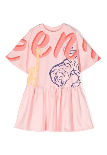 Kenzo Kids graphic-print cotton skater dress - Rosa