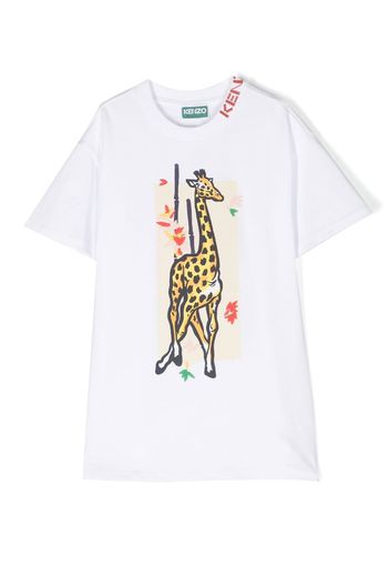 Kenzo Kids giraffe-print T-shirt dress - Bianco