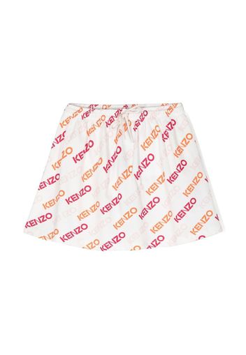 Kenzo Kids logo-print drawstring skirt - Bianco