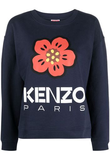 Kenzo logo-print cotton sweater - Blu