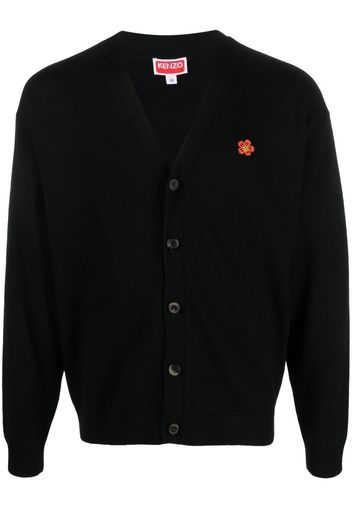 Kenzo flower-patch detail wool cardigan - Nero