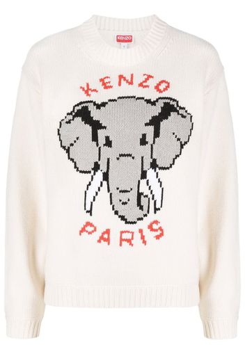 Kenzo elephant intarsia jumper - Bianco