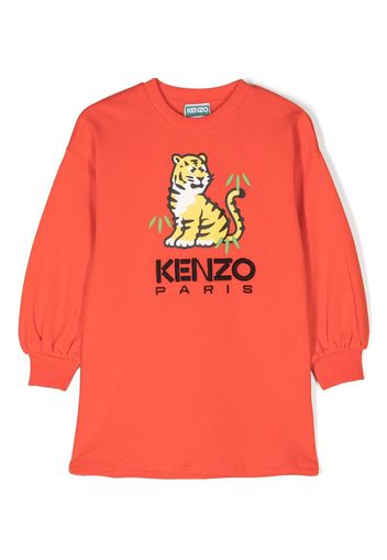 Kenzo Kids tiger logo-print sweatshirt dress - Rosso