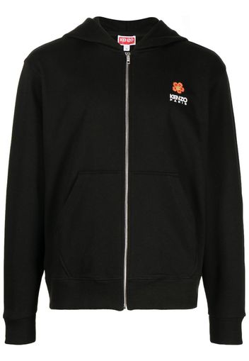 Kenzo logo-embroidery zip-up hoodie - Nero