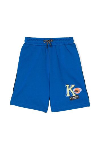 Kenzo Kids two-tone logo-print shorts - Blu