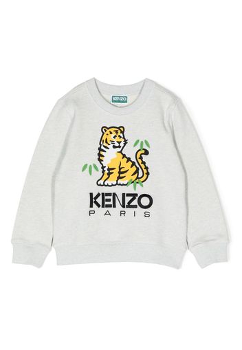 Kenzo Kids Tiger-motif embroidered sweatshirt - Grigio