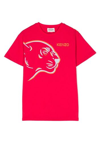 Kenzo Kids lion head-motif cotton T-Shirt - Rosa