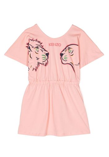 Kenzo Kids lion head-motif cotton dress - Rosa